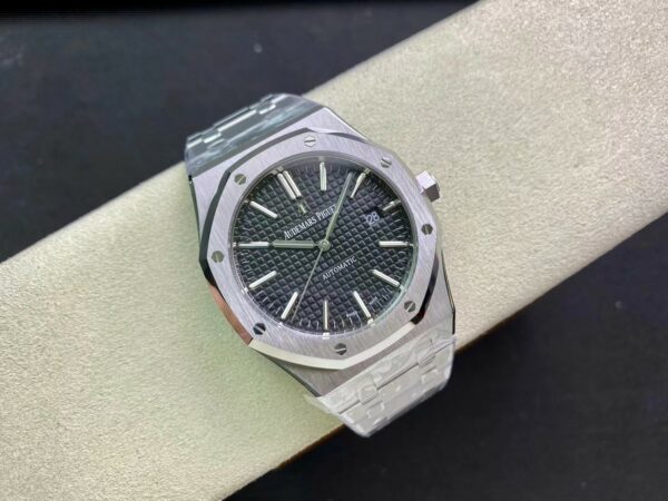 AP Royal Oak 37mm 15450 SS  ZF Factory 1:1 Best Edition Gray Textured Dial on SS Bracelet SA3120 Super Clone - Best Replica Watches Store For Sale!