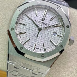 AP Royal Oak 37mm 15450 SS  ZF Factory 1:1 Best Edition White Textured Dial on SS Bracelet SA3120 Super Clone - Best Replica Watches Store For Sale!