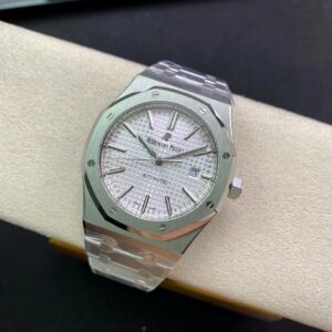 AP Royal Oak 37mm 15450 SS  ZF Factory 1:1 Best Edition White Textured Dial on SS Bracelet SA3120 Super Clone - Best Replica Watches Store For Sale!