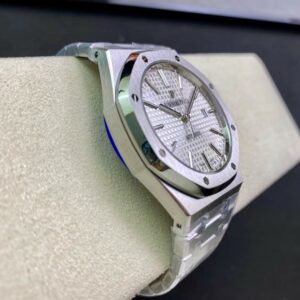 AP Royal Oak 37mm 15450 SS  ZF Factory 1:1 Best Edition White Textured Dial on SS Bracelet SA3120 Super Clone - Best Replica Watches Store For Sale!