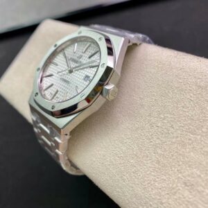 AP Royal Oak 37mm 15450 SS  ZF Factory 1:1 Best Edition White Textured Dial on SS Bracelet SA3120 Super Clone - Best Replica Watches Store For Sale!