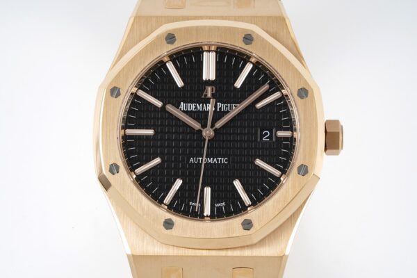AP Royal Oak 37mm 15400 RG  ZF Factory 1:1 Best Edition Black Textured Dial on SS Bracelet SA3120 Super Clone - Best Replica Watches Store For Sale!