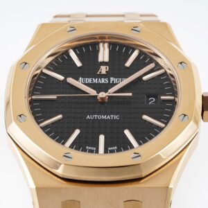 AP Royal Oak 37mm 15400 RG  ZF Factory 1:1 Best Edition Black Textured Dial on SS Bracelet SA3120 Super Clone - Best Replica Watches Store For Sale!