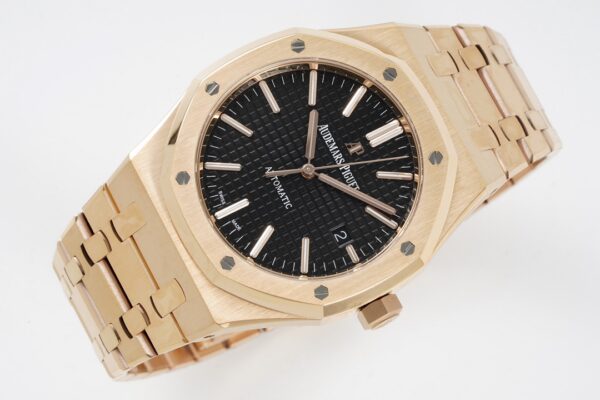 AP Royal Oak 37mm 15400 RG  ZF Factory 1:1 Best Edition Black Textured Dial on SS Bracelet SA3120 Super Clone - Best Replica Watches Store For Sale!