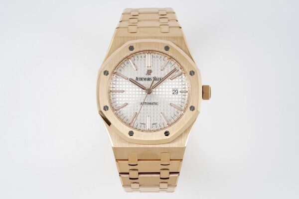 AP Royal Oak 37mm 15400 RG  ZF Factory 1:1 Best Edition White Textured Dial on SS Bracelet SA3120 Super Clone - Best Replica Watches Store For Sale!