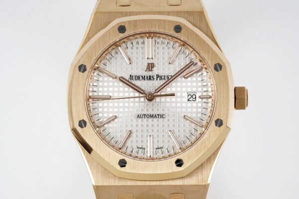 AP Royal Oak 37mm 15400 RG  ZF Factory 1:1 Best Edition White Textured Dial on SS Bracelet SA3120 Super Clone - Best Replica Watches Store For Sale!