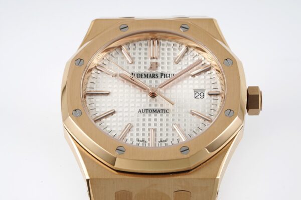 AP Royal Oak 37mm 15400 RG  ZF Factory 1:1 Best Edition White Textured Dial on SS Bracelet SA3120 Super Clone - Best Replica Watches Store For Sale!
