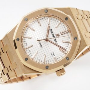AP Royal Oak 37mm 15400 RG  ZF Factory 1:1 Best Edition White Textured Dial on SS Bracelet SA3120 Super Clone - Best Replica Watches Store For Sale!