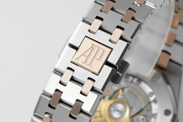 AP Royal Oak 37mm 15450 SS/RG APS Factory 1:1 Best Edition White Textured Dial on SS/RG Bracelet SA3120 Super Clone - Best Replica Watches Store For Sale!