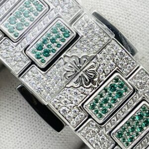 PATEK PHILIPPE Nautilus 7118 Ladies Green/White Diamonds GR Factory 1:1 Best Edition Full Diamonds Dial on Full Diamonds Bracelet 324CS - Best Replica Watches Store For Sale!