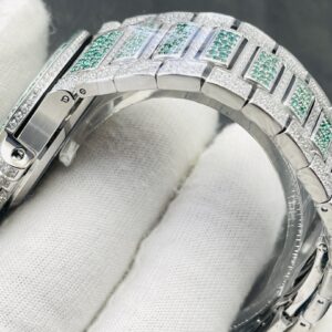 PATEK PHILIPPE Nautilus 7118 Ladies Green/White Diamonds GR Factory 1:1 Best Edition Full Diamonds Dial on Full Diamonds Bracelet 324CS - Best Replica Watches Store For Sale!
