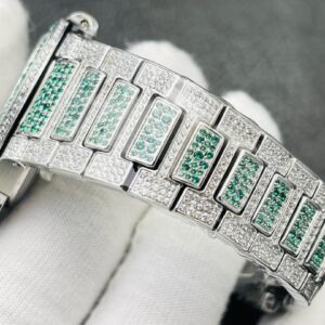 PATEK PHILIPPE Nautilus 7118 Ladies Green/White Diamonds GR Factory 1:1 Best Edition Full Diamonds Dial on Full Diamonds Bracelet 324CS - Best Replica Watches Store For Sale!