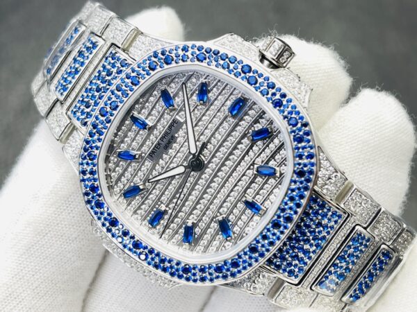 PATEK PHILIPPE Nautilus 7118 Ladies Blue/White Diamonds GR Factory 1:1 Best Edition - Best Replica Watches Store For Sale!