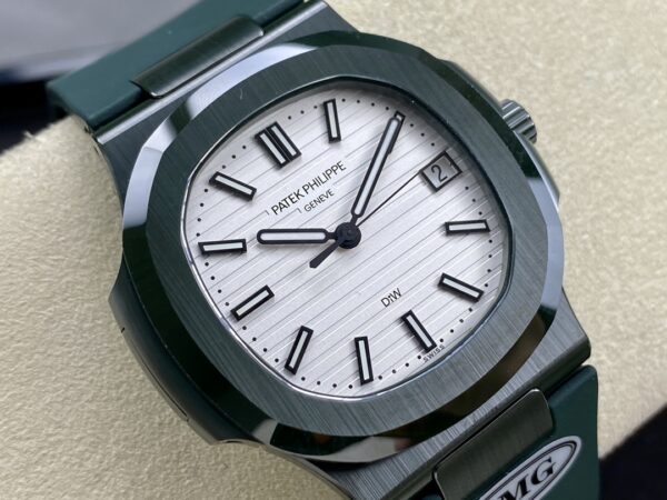 PATEK PHILIPPE AET Nautilus 5711 Green Ceramic  AMG Factory Best Edition White Dial - Best Replica Watches Store For Sale!