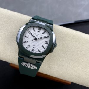 PATEK PHILIPPE AET Nautilus 5711 Green Ceramic  AMG Factory Best Edition White Dial - Best Replica Watches Store For Sale!