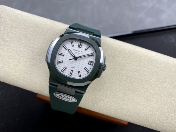 PATEK PHILIPPE AET Nautilus 5711 Green Ceramic  AMG Factory Best Edition White Dial - Best Replica Watches Store For Sale!