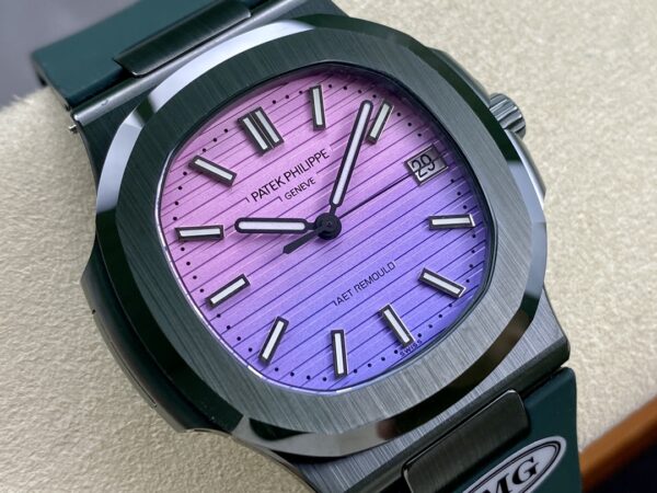 PATEK PHILIPPE AET Nautilus 5711 Green Ceramic  AMG Factory Best Edition Purple/Pink Dial - Best Replica Watches Store For Sale!