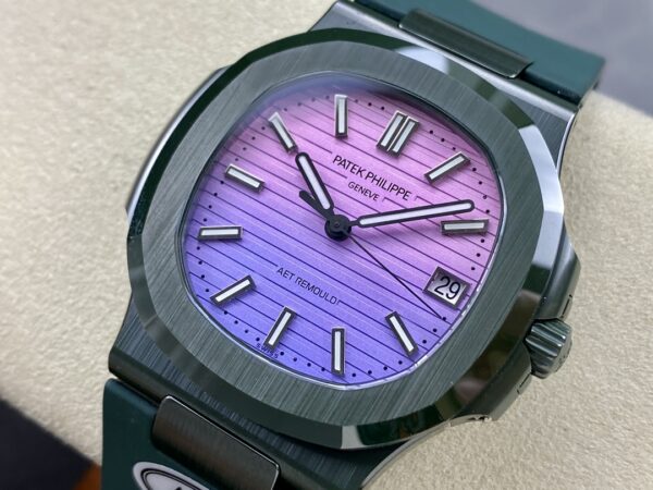 PATEK PHILIPPE AET Nautilus 5711 Green Ceramic  AMG Factory Best Edition Purple/Pink Dial - Best Replica Watches Store For Sale!