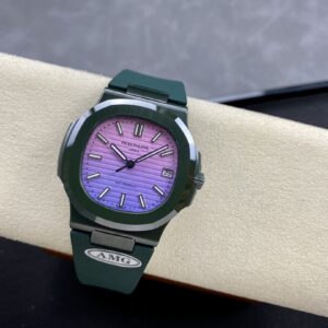 PATEK PHILIPPE AET Nautilus 5711 Green Ceramic  AMG Factory Best Edition Purple/Pink Dial - Best Replica Watches Store For Sale!