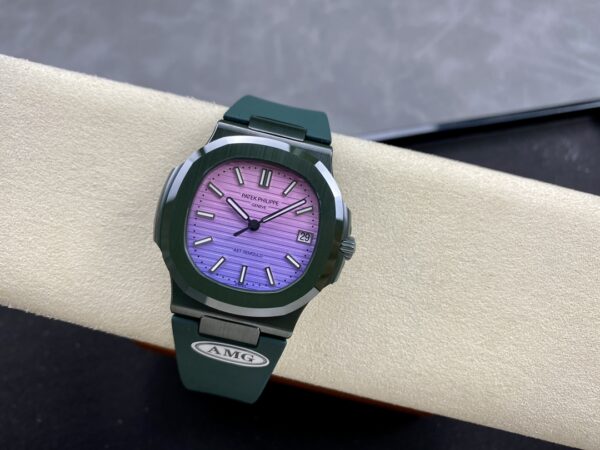 PATEK PHILIPPE AET Nautilus 5711 Green Ceramic  AMG Factory Best Edition Purple/Pink Dial - Best Replica Watches Store For Sale!