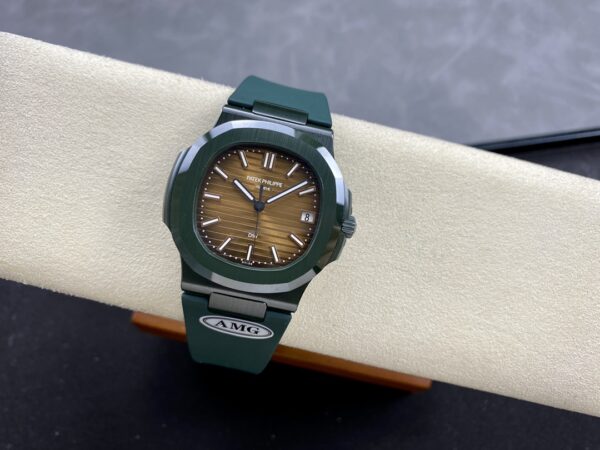 PATEK PHILIPPE AET Nautilus 5711 Green Ceramic  AMG Factory Best Edition Brown Dial - Best Replica Watches Store For Sale!