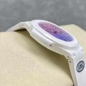 PATEK PHILIPPE AET Nautilus 5711 White Ceramic  AMG Factory Best Edition Purple/Pink Dial - Best Replica Watches Store For Sale!
