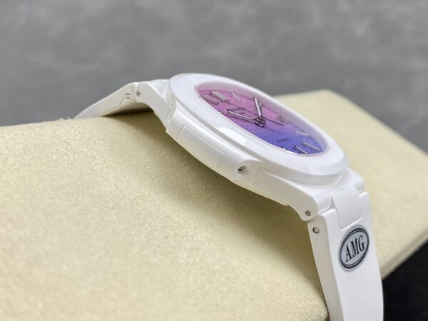 PATEK PHILIPPE AET Nautilus 5711 White Ceramic  AMG Factory Best Edition Purple/Pink Dial - Best Replica Watches Store For Sale!