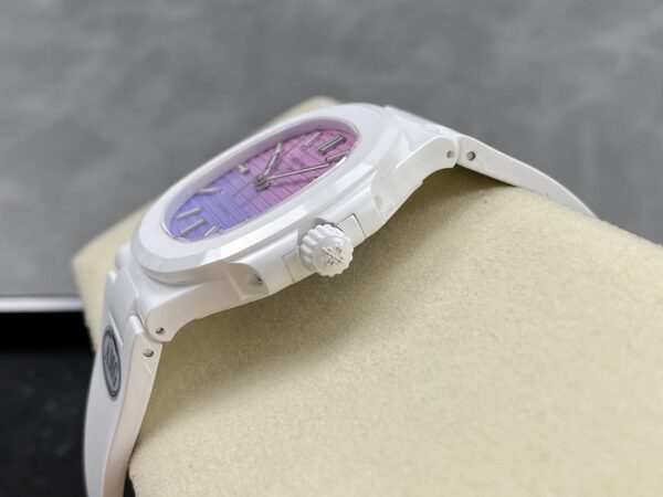 PATEK PHILIPPE AET Nautilus 5711 White Ceramic  AMG Factory Best Edition Purple/Pink Dial - Best Replica Watches Store For Sale!