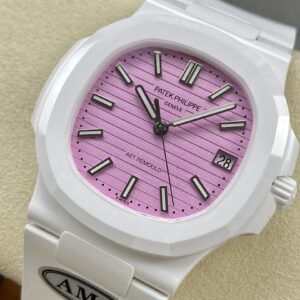 PATEK PHILIPPE AET Nautilus 5711 White Ceramic  AMG Factory Best Edition Pink Dial - Best Replica Watches Store For Sale!