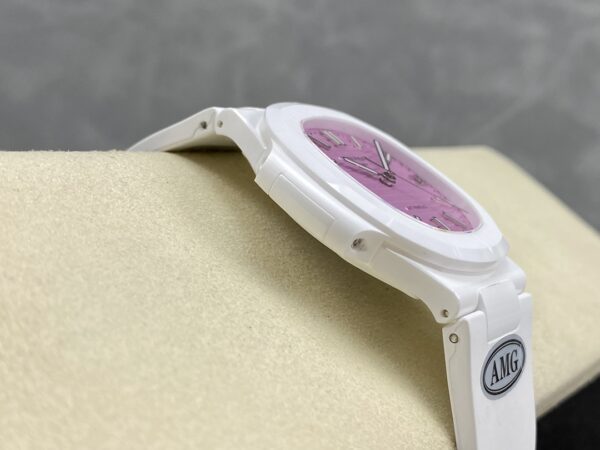 PATEK PHILIPPE AET Nautilus 5711 White Ceramic  AMG Factory Best Edition Pink Dial - Best Replica Watches Store For Sale!