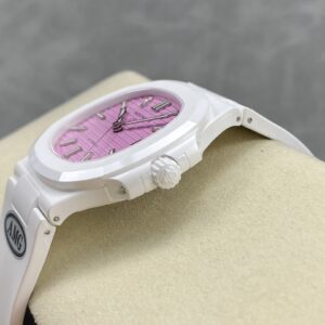 PATEK PHILIPPE AET Nautilus 5711 White Ceramic  AMG Factory Best Edition Pink Dial - Best Replica Watches Store For Sale!