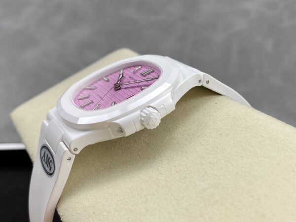 PATEK PHILIPPE AET Nautilus 5711 White Ceramic  AMG Factory Best Edition Pink Dial - Best Replica Watches Store For Sale!