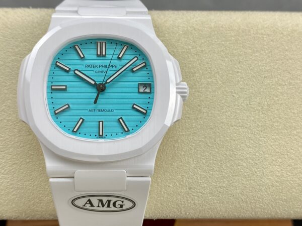 PATEK PHILIPPE AET Nautilus 5711 White Ceramic  AMG Factory Best Edition Tiffany Blue Dial - Best Replica Watches Store For Sale!