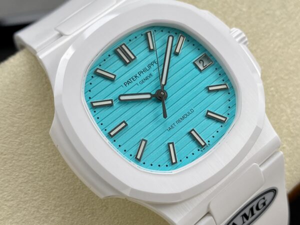 PATEK PHILIPPE AET Nautilus 5711 White Ceramic  AMG Factory Best Edition Tiffany Blue Dial - Best Replica Watches Store For Sale!