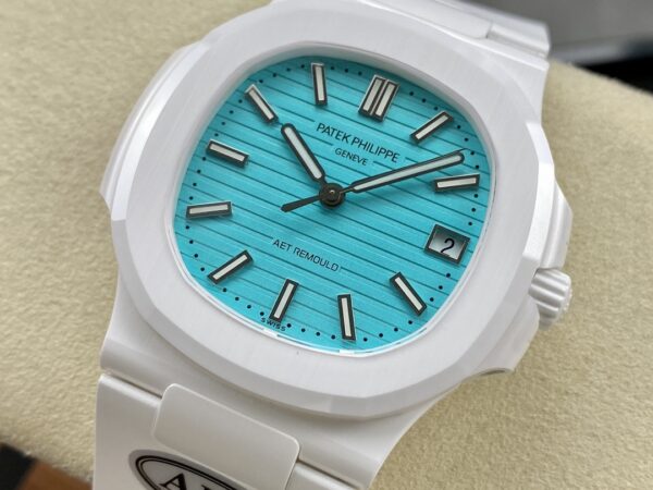 PATEK PHILIPPE AET Nautilus 5711 White Ceramic  AMG Factory Best Edition Tiffany Blue Dial - Best Replica Watches Store For Sale!