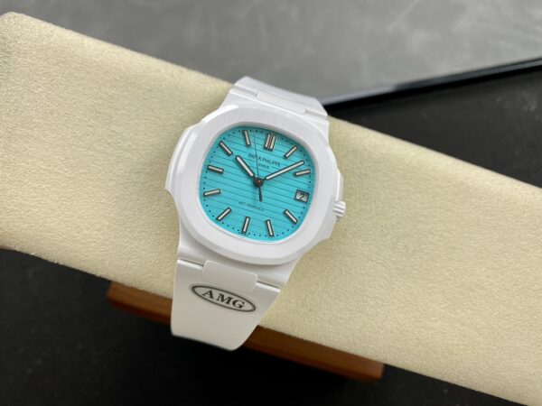 PATEK PHILIPPE AET Nautilus 5711 White Ceramic  AMG Factory Best Edition Tiffany Blue Dial - Best Replica Watches Store For Sale!