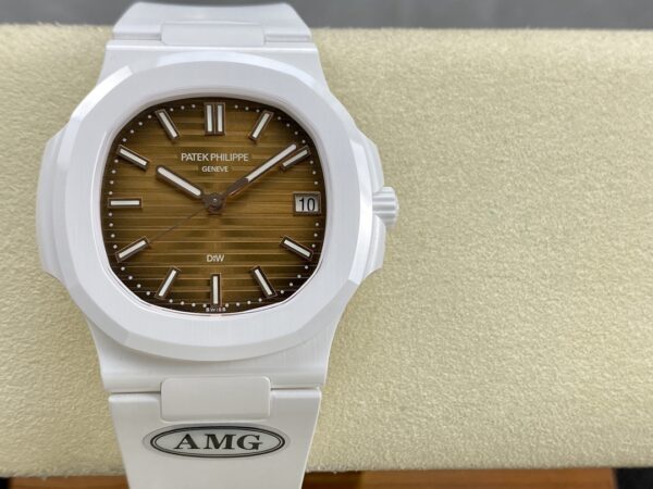 PATEK PHILIPPE AET Nautilus 5711 White Ceramic  AMG Factory Best Edition Brown Dial - Best Replica Watches Store For Sale!