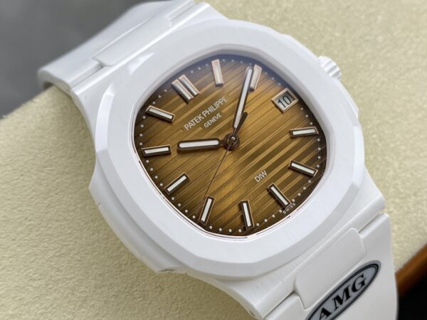 PATEK PHILIPPE AET Nautilus 5711 White Ceramic  AMG Factory Best Edition Brown Dial - Best Replica Watches Store For Sale!