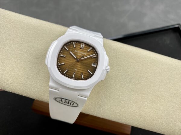 PATEK PHILIPPE AET Nautilus 5711 White Ceramic  AMG Factory Best Edition Brown Dial - Best Replica Watches Store For Sale!