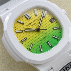 PATEK PHILIPPE AET Nautilus 5711 White Ceramic  AMG Factory Best Edition Yellow/Green Dial - Best Replica Watches Store For Sale!