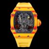 Richard Mille RM027-03 Real Tourbillon RM Factory Best Edition Orange/Red Carbon Skeleton Dial on Yellow Rubber Strap - Best Replica Watches Store For Sale!