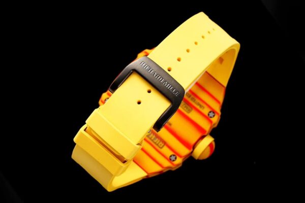 Richard Mille RM027-03 Real Tourbillon RM Factory Best Edition Orange/Red Carbon Skeleton Dial on Yellow Rubber Strap - Best Replica Watches Store For Sale!