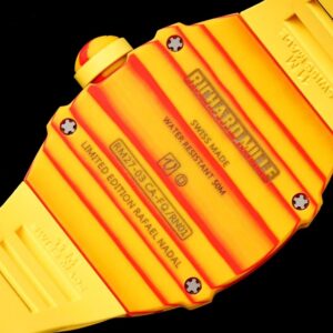 Richard Mille RM027-03 Real Tourbillon RM Factory Best Edition Orange/Red Carbon Skeleton Dial on Yellow Rubber Strap - Best Replica Watches Store For Sale!