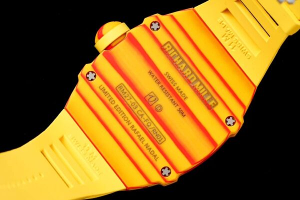 Richard Mille RM027-03 Real Tourbillon RM Factory Best Edition Orange/Red Carbon Skeleton Dial on Yellow Rubber Strap - Best Replica Watches Store For Sale!