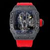 Richard Mille RM027-03 NTPT Tourbillon RM Factory Best Edition Skeleton Dial on Red Nylon Strap - Best Replica Watches Store For Sale!