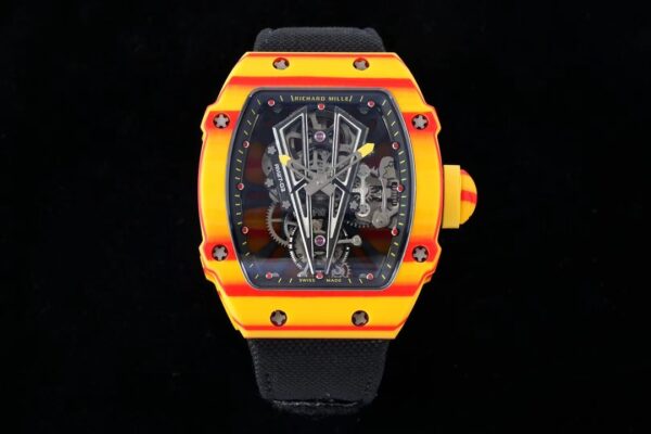 Richard Mille RM027-03 Tourbillon RM Factory Best Edition Orange/Red Carbon Skeleton Dial on Black Nylon Strap - Best Replica Watches Store For Sale!