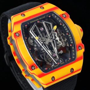 Richard Mille RM027-03 Tourbillon RM Factory Best Edition Orange/Red Carbon Skeleton Dial on Black Nylon Strap - Best Replica Watches Store For Sale!