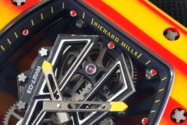 Richard Mille RM027-03 Tourbillon RM Factory Best Edition Orange/Red Carbon Skeleton Dial on Black Nylon Strap - Best Replica Watches Store For Sale!