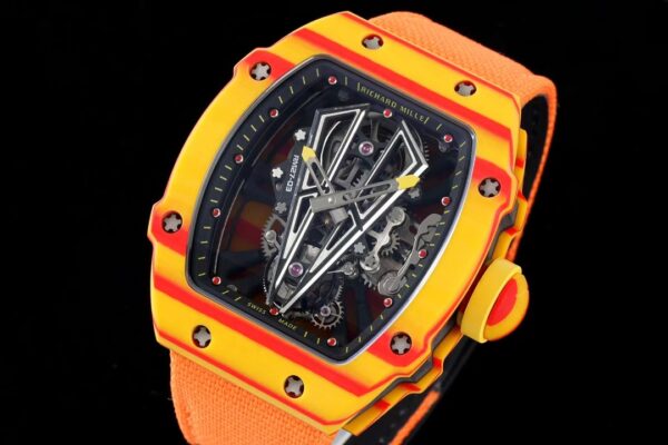 Richard Mille RM027-03 Tourbillon RM Factory Best Edition Orange/Red Carbon Orange Nylon Strap - Best Replica Watches Store For Sale!