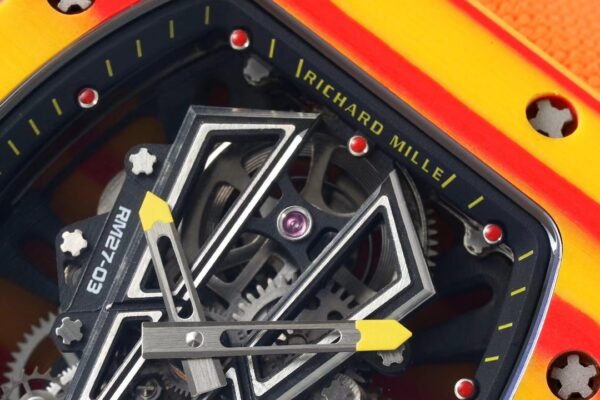 Richard Mille RM027-03 Tourbillon RM Factory Best Edition Orange/Red Carbon Orange Nylon Strap - Best Replica Watches Store For Sale!